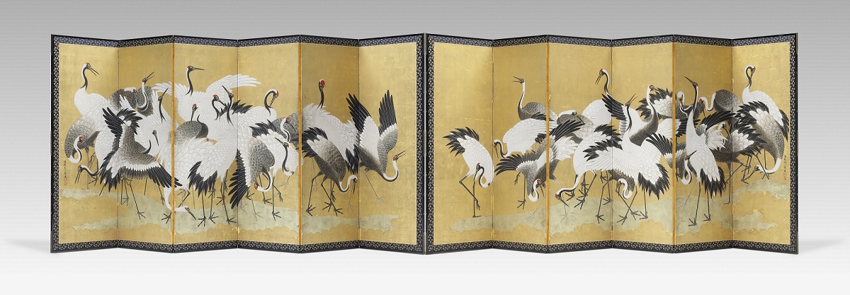 High-resolution facsimile of Flock of Cranes by Yūtei Ishida Minneapolis Institute of Art, Mary Griggs Burke Collection, Gift of the Mary and Jackson Burke Foundation 2015.79.73.1-2