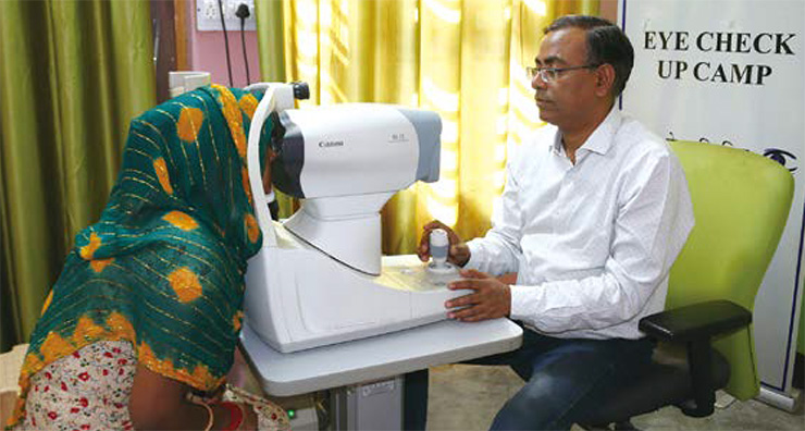 Eye testing at a vision center in India