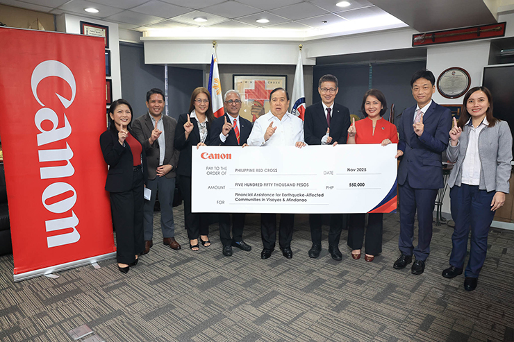 Donating relief funds to the Philippine Red Cross
