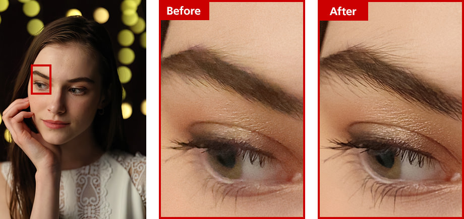 This is a comparison between the captured image and the image after deep learning processing.