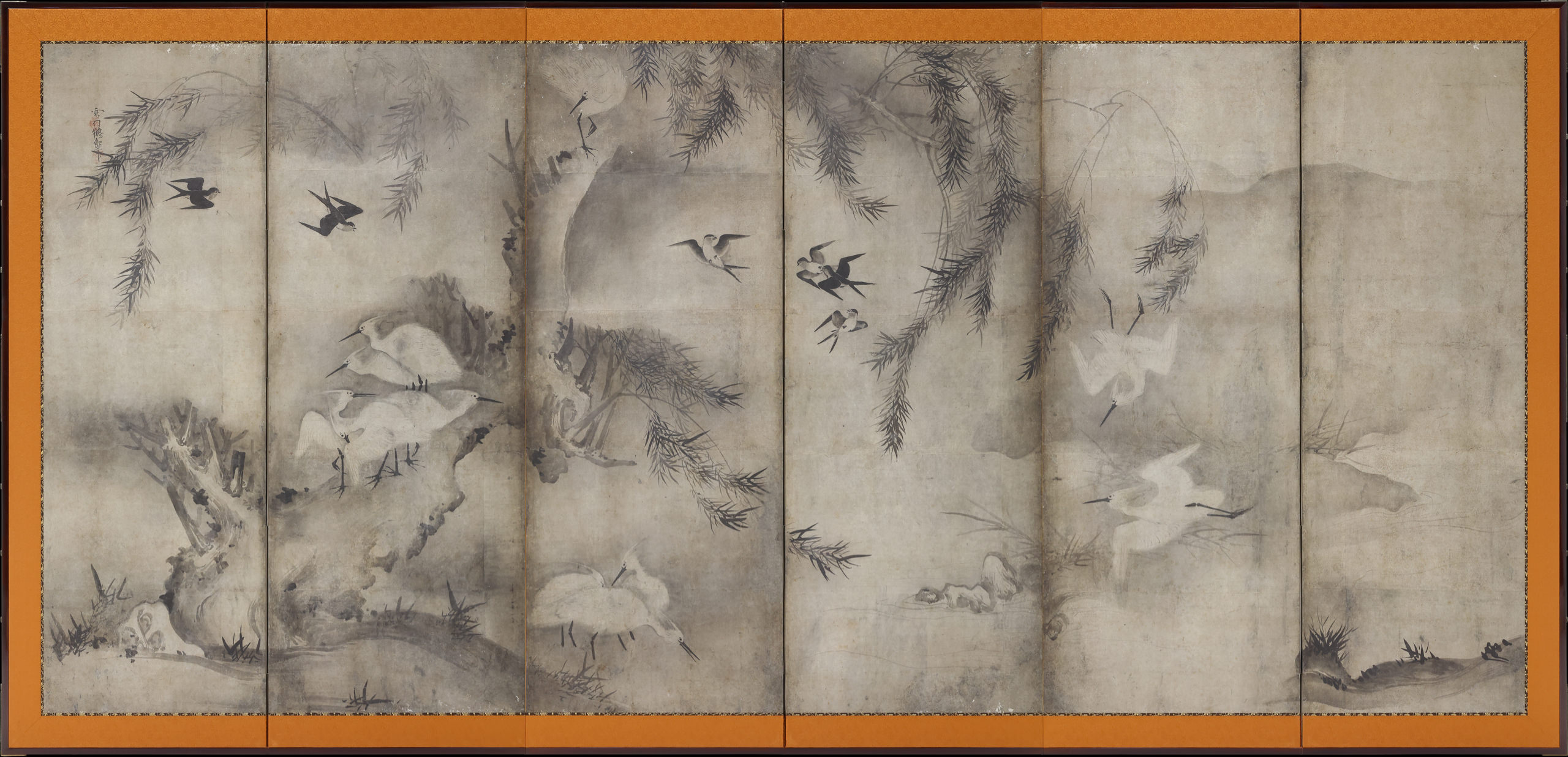 Egrets in Plum and Willow left screen