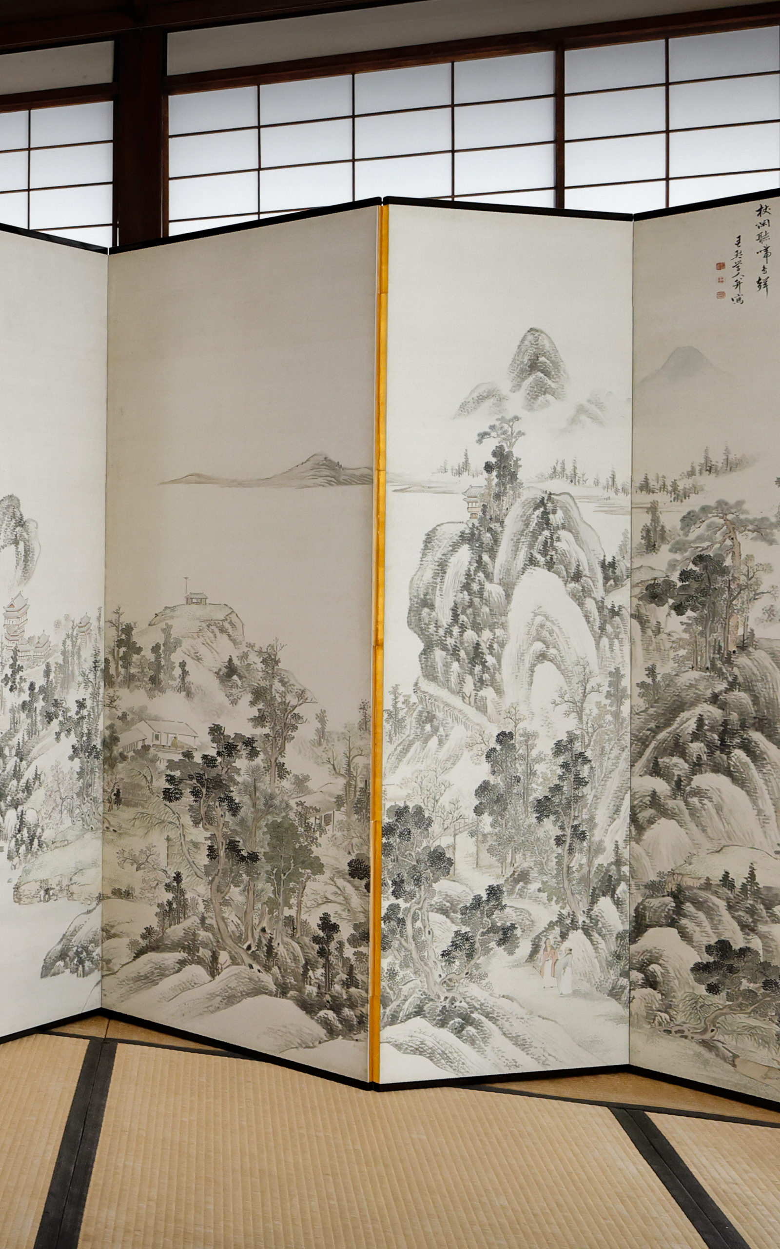 作品紹介 春秋山水図屏風 浦上春琴